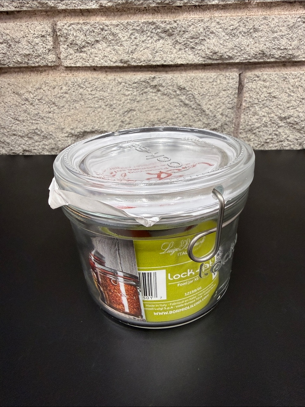Bormioli Luigi Lock-Eat Food Jar XL 0.5L Glass Food Storage Jar Clear & Yellow